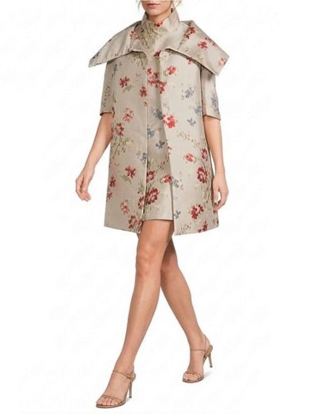 NWT BURU Jacquard Tailored Car Coat Floral Sz S/M - Picture 4 of 9